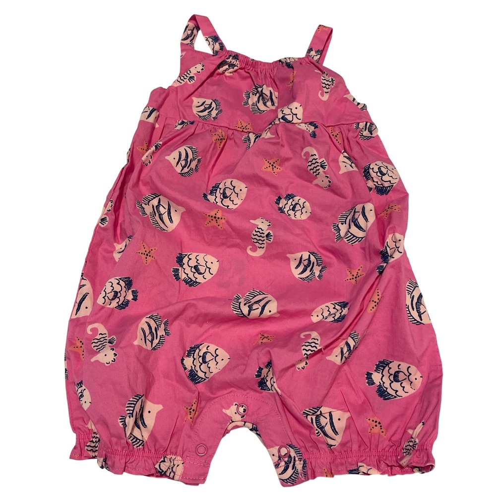 Carters Baby Girl Pink Fish Seahorse‎ Print Romper Sunsuit 24M S206510